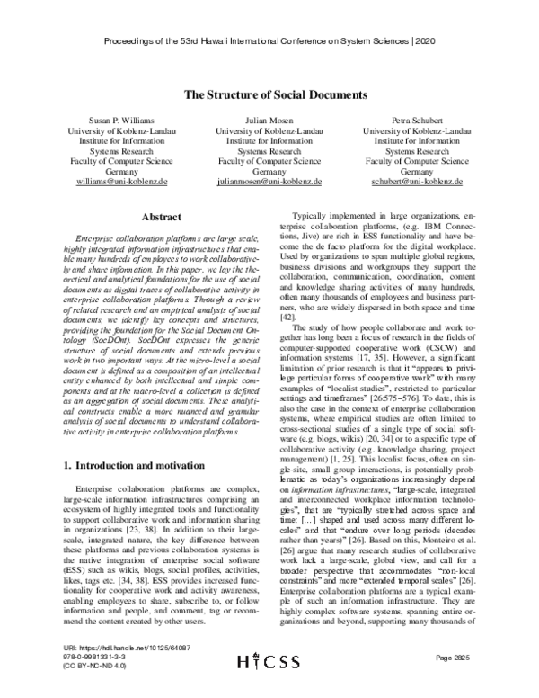 (PDF) The Structure of Social Documents
