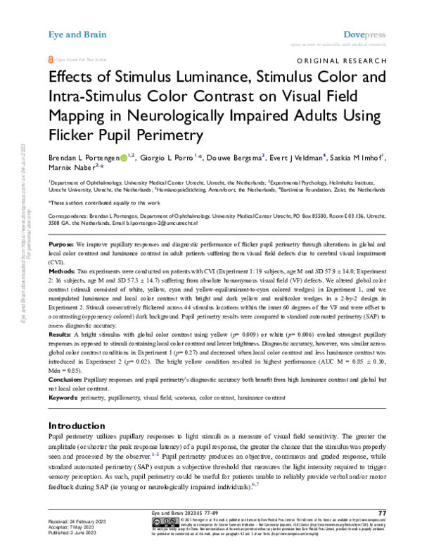(PDF) Effects of Stimulus Luminance, Stimulus Color and Intra-Stimulus ...