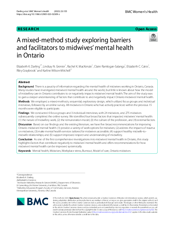 (PDF) A Mixed-Method study exploring barriers and facilitators to ...