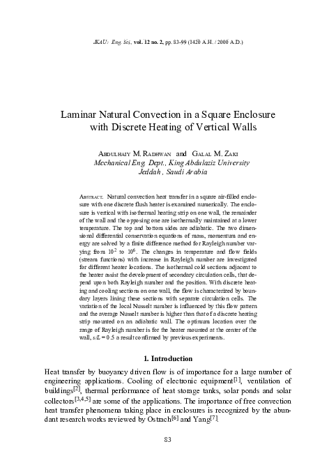 (PDF) Laminar Natural Convection in a Square Enclosure with... 83 ...
