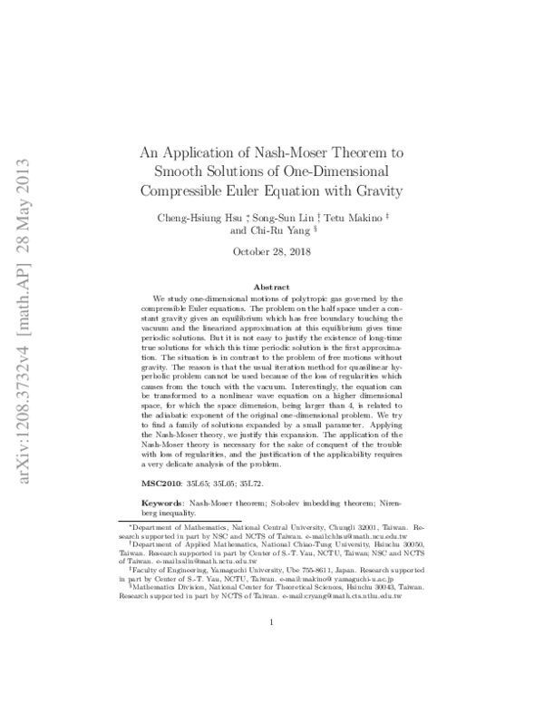 (PDF) An Application of Nash-Moser Theorem to Smooth Solutions of One ...