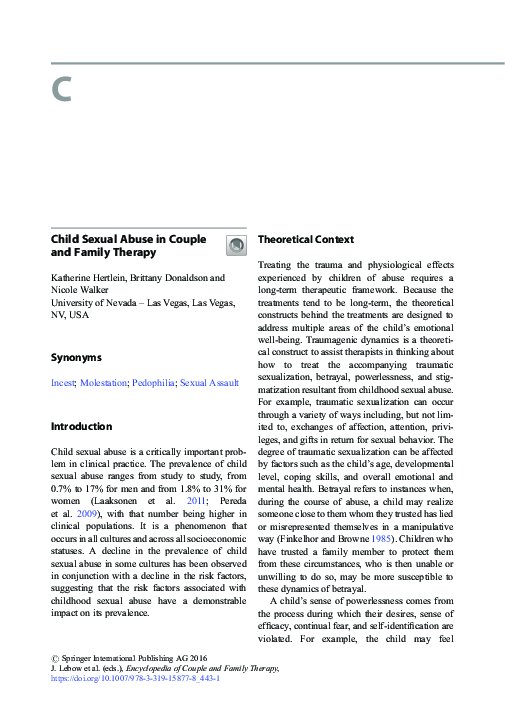 (PDF) Child Sexual Abuse in Couple and Family Therapy