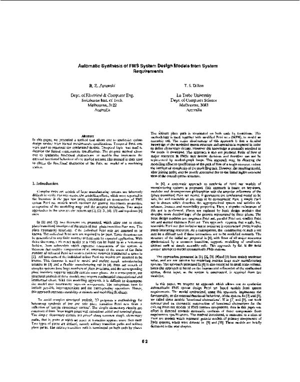 (PDF) Automatic Synthesis of FMS System Design Models from System ...
