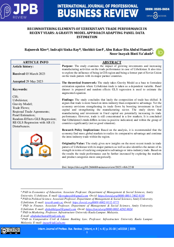 (PDF) Reconnoitering Elements of Uzbekistan’s Trade Performance in ...
