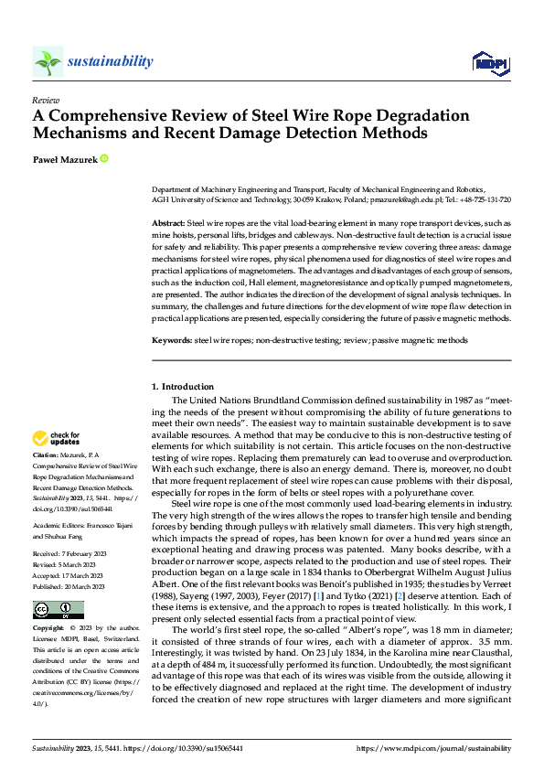 (PDF) A Comprehensive Review of Steel Wire Rope Degradation Mechanisms ...