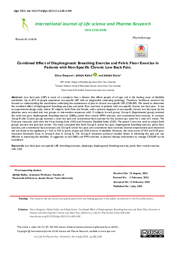 (PDF) Combined Effect of Diaphragmatic Breathing Exercise and Pelvic ...