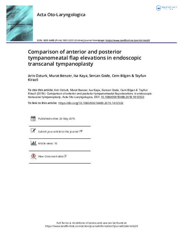 (PDF) Comparison of anterior and posterior tympanomeatal flap ...