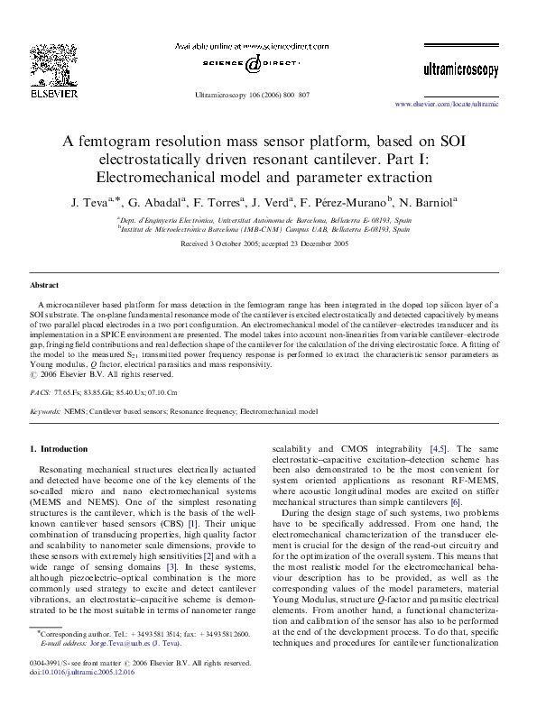 (PDF) A femtogram resolution mass sensor platform, based on SOI ...