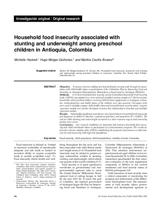(PDF) Household food insecurity associated with stunting and ...