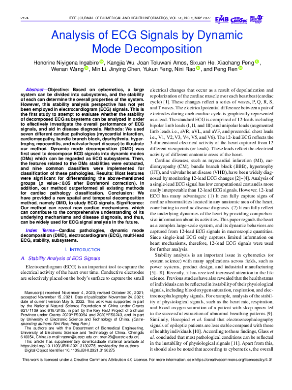 (PDF) Analysis of ECG Signals by Dynamic Mode Decomposition