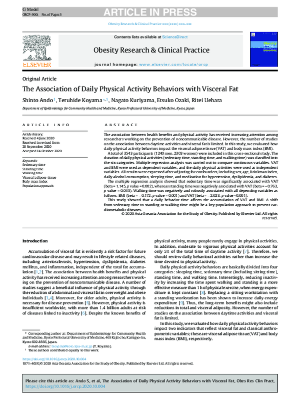 (PDF) The Association of Daily Physical Activity Behaviors with ...