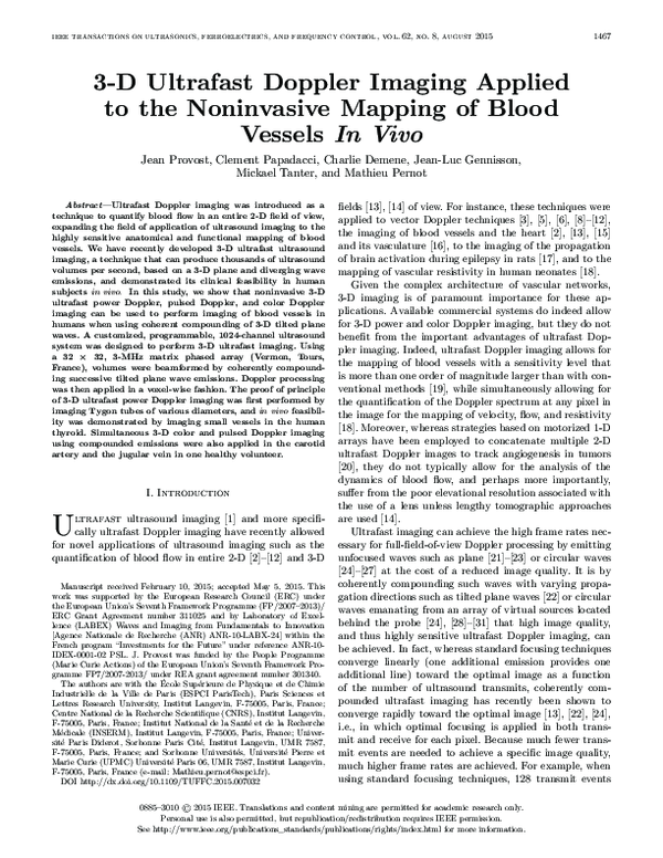 (PDF) 3-D ultrafast doppler imaging applied to the noninvasive mapping ...