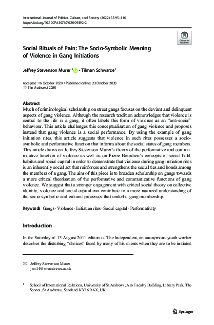 (PDF) Social Rituals of Pain: The Socio-Symbolic Meaning of Violence in ...