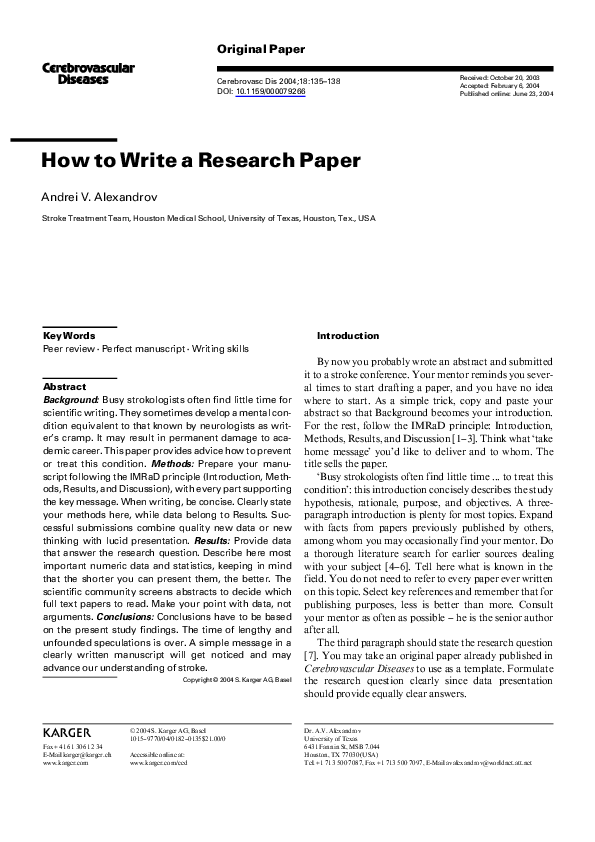 (PDF) How to Write a Research Paper