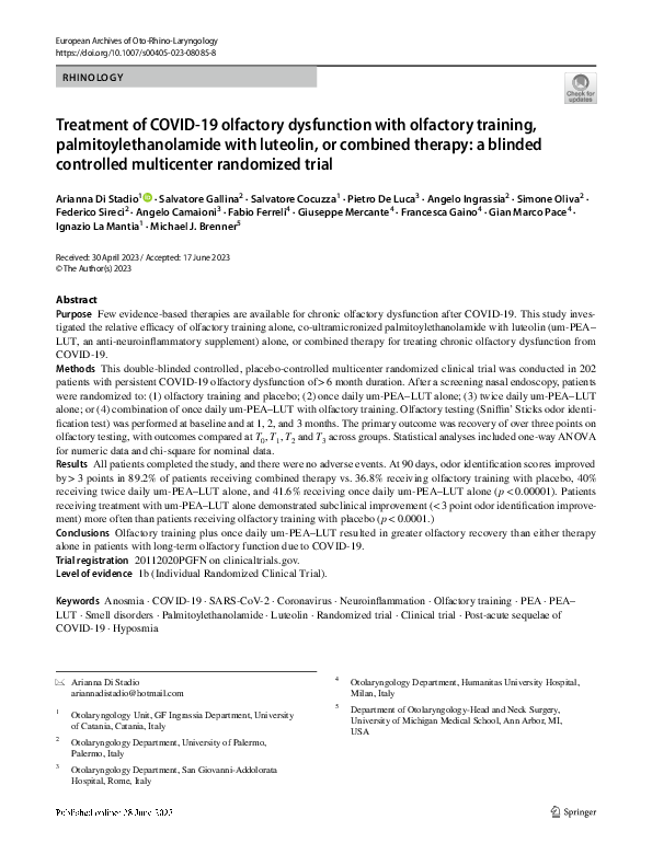 (PDF) COVID-19 Olfactory Dysfunction Treatments: A Trial