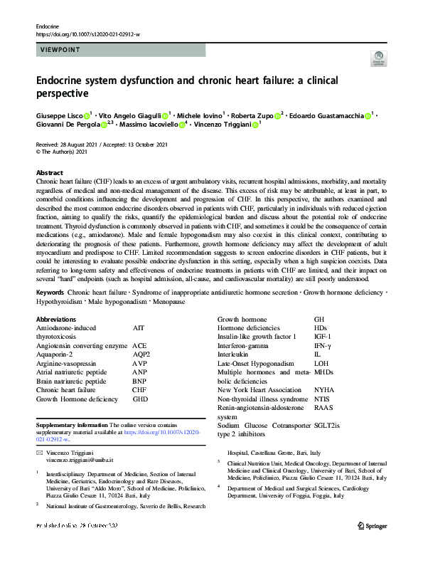 (PDF) Endocrine system dysfunction and chronic heart failure: a ...