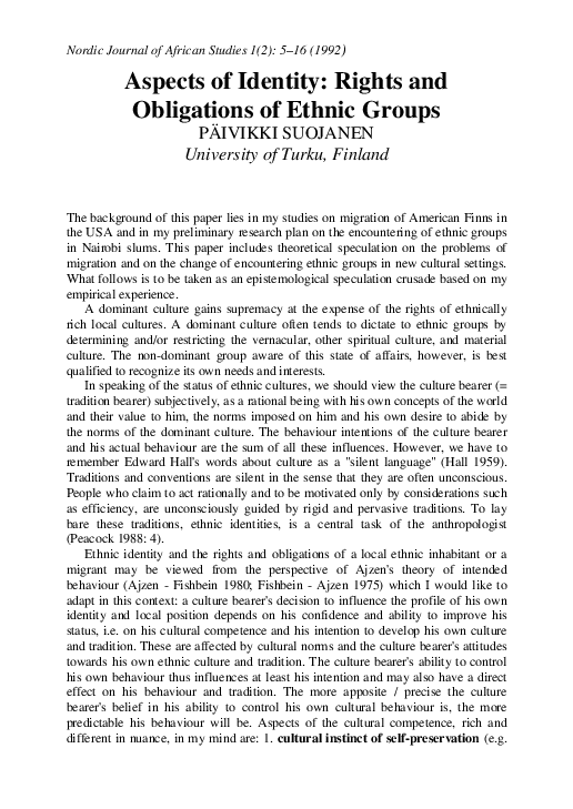 (PDF) Aspects of Identity: Rights and Obligations of Ethnic Groups
