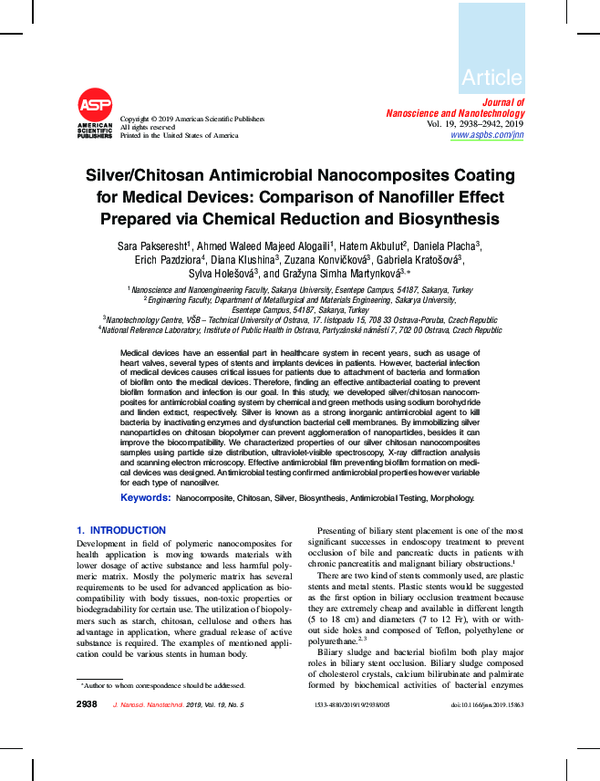 (PDF) Silver/Chitosan Antimicrobial Nanocomposites Coating for Medical ...