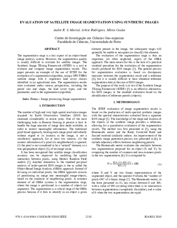 (PDF) Evaluation of satellite image segmentation using synthetic images