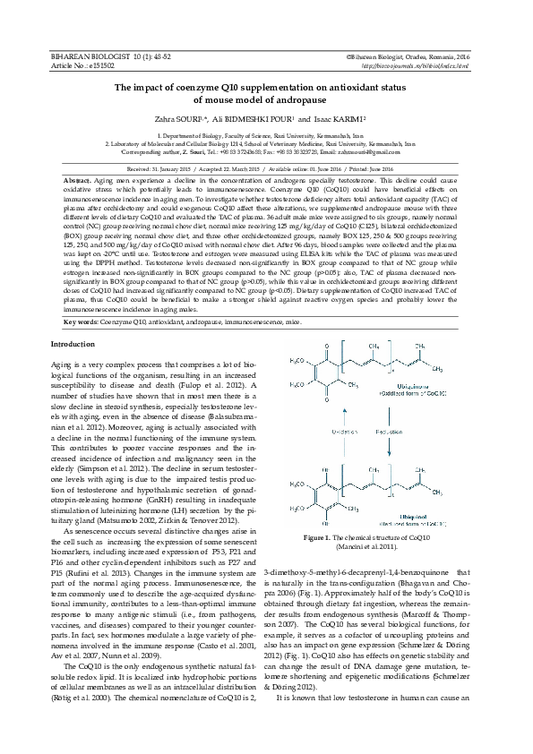 (PDF) The impact of coenzyme Q 10 supplementation on antioxidant status ...