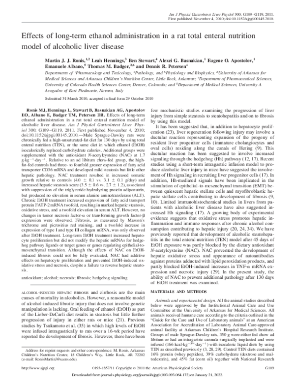 (PDF) Effects of long-term ethanol administration in a rat total ...