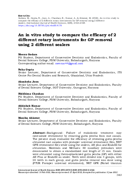 (PDF) An in vitro study to compare the efficacy of 2 different rotary ...