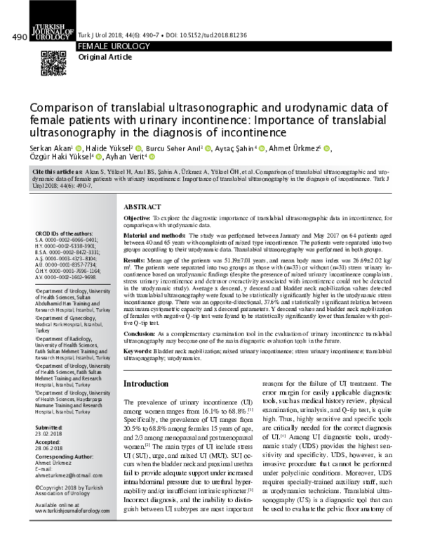 (PDF) Comparison of translabial ultrasonographic and urodynamic data of ...