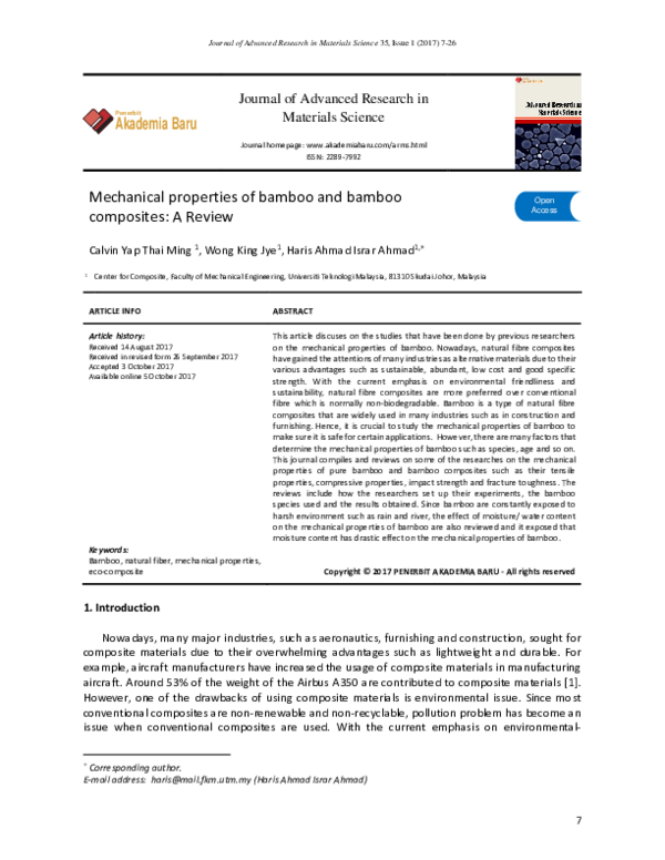 (PDF) Mechanical properties of bamboo and bamboo composites: a review