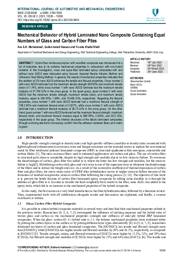 (PDF) Mechanical Behavior of Hybrid Laminated Nano Composite Containing ...