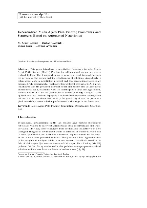 (PDF) Decentralized Multi-Agent Path Finding Framework and Strategies ...