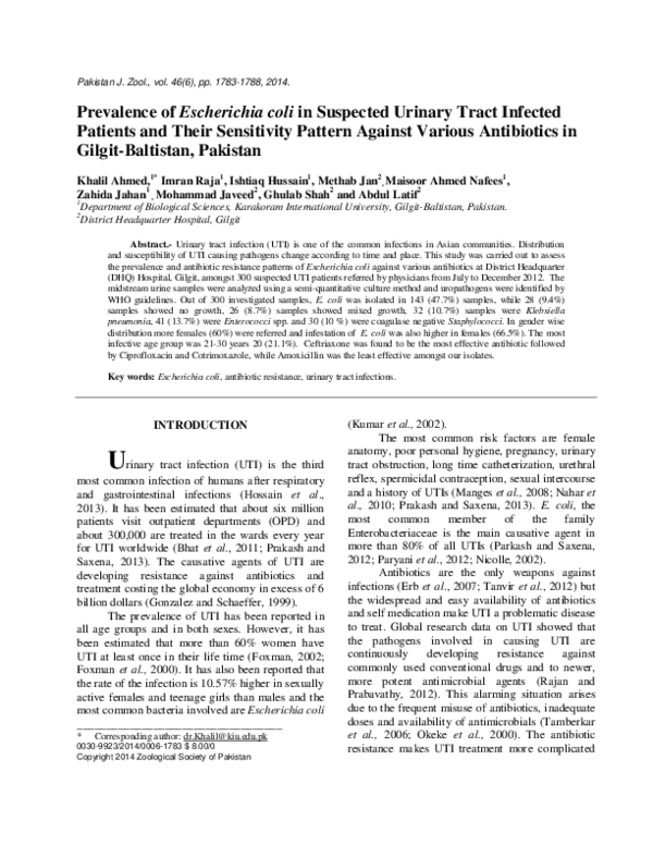 (PDF) Prevalence of Escherichia coli in Suspected Urinary Tract ...