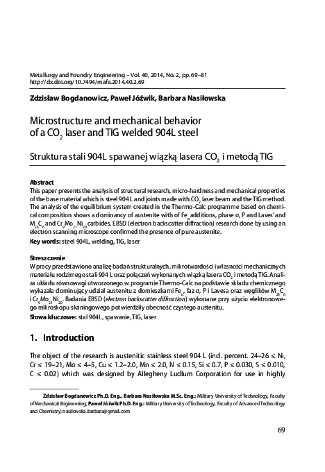 (PDF) Microstructure and Mechanical Behavior of a CO2 Laser and Tig ...