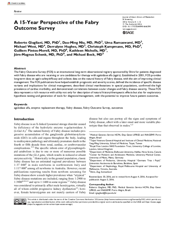 (PDF) A 15-Year Perspective of the Fabry Outcome Survey