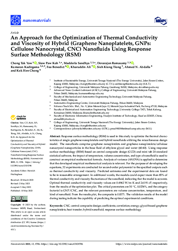 (PDF) An Approach for the Optimization of Thermal Conductivity and ...