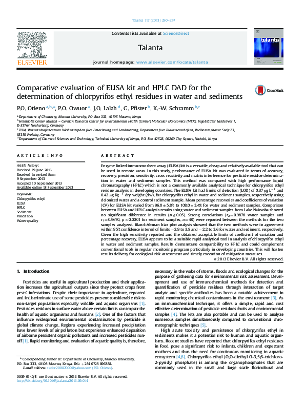 (PDF) Comparative evaluation of ELISA kit and HPLC DAD for the ...