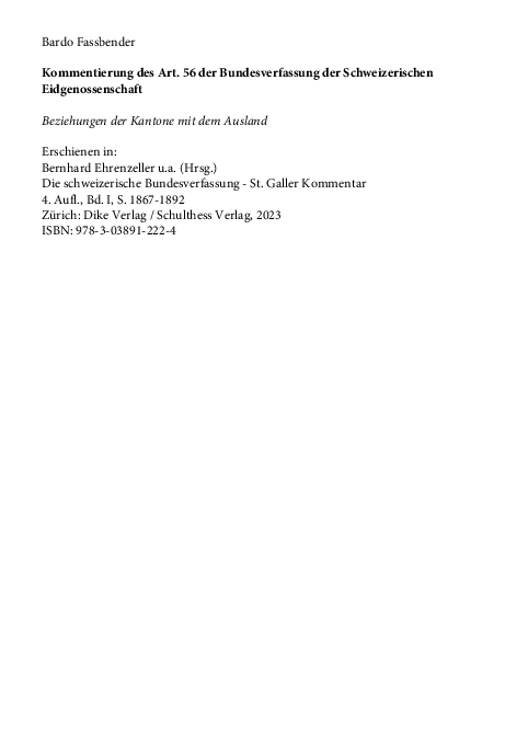 (PDF) Commentary on Article 56 of the Swiss Federal Constitution