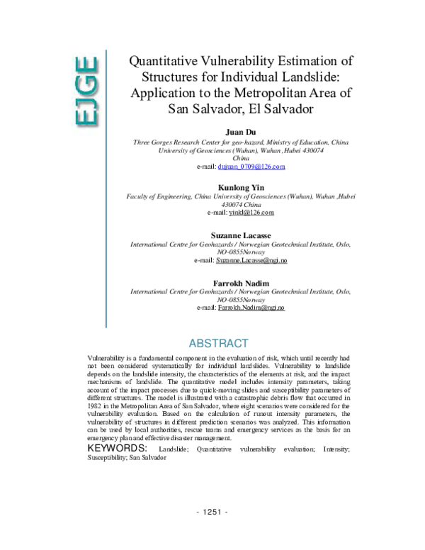 (PDF) Quantitative Vulnerability Estimation of Structures for ...