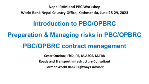 (PDF) Introduction to PBC/OPBRC. Preparation & Managing risks in PBC ...