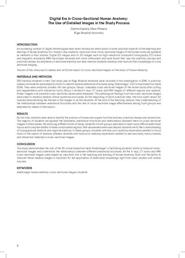 (PDF) Digital Era in Cross-Sectional Human Anatomy: The Use of Detailed ...