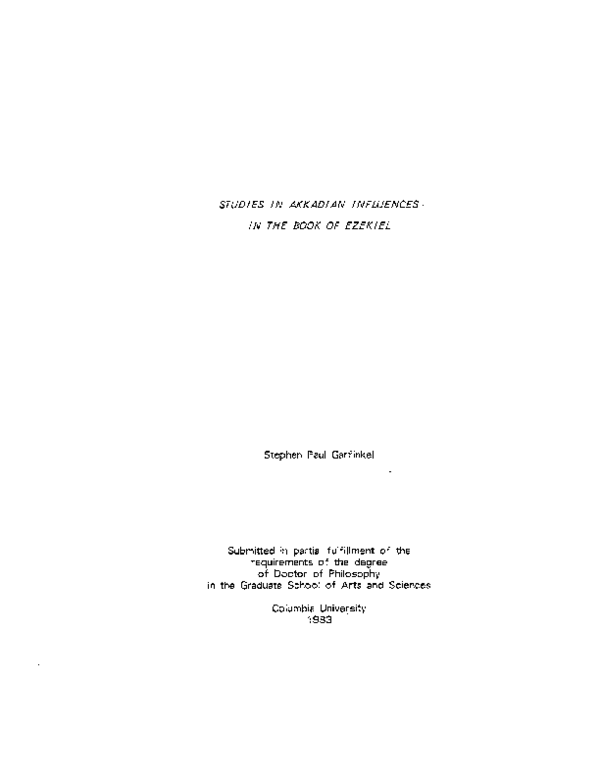 (PDF) Stephen Garfinkel, Studies in Akkadian Influences in the Book of ...