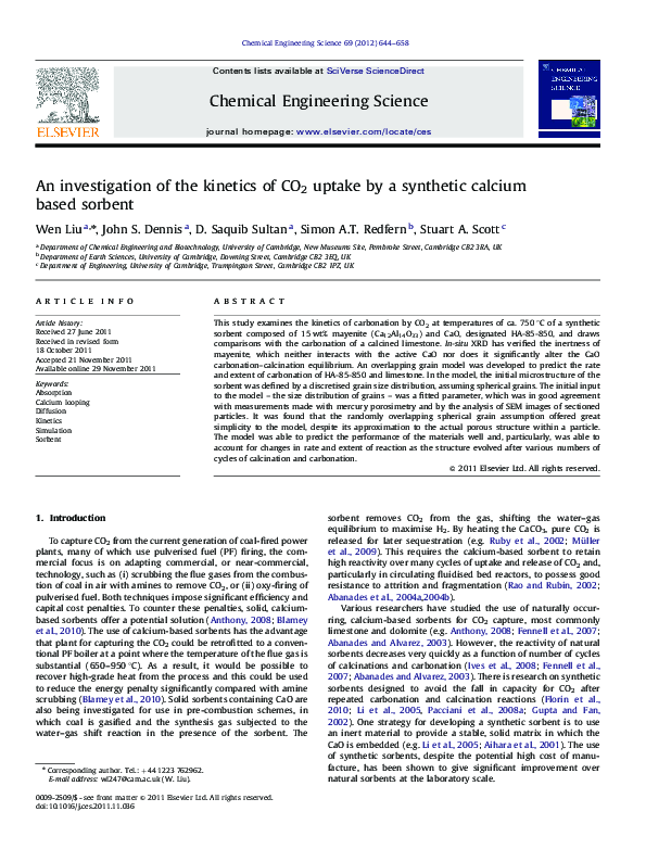 (PDF) An investigation of the kinetics of CO2 uptake by a synthetic ...