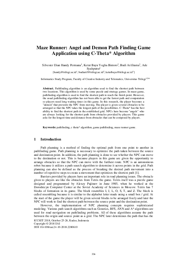 (PDF) Maze Runner: Angel and Demon Path Finding Game Application using ...