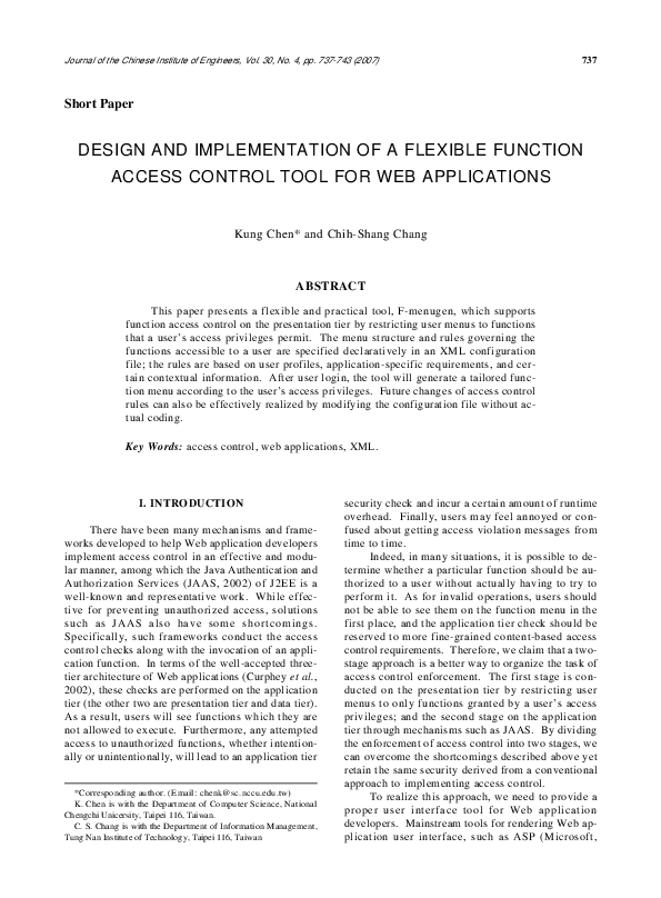 (PDF) Design and implementation of a flexible function access control ...