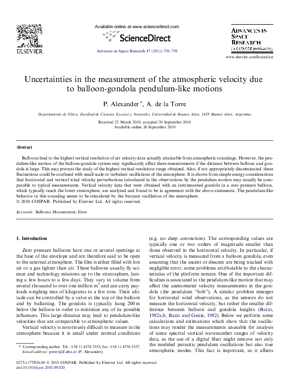(PDF) Uncertainties in the measurement of the atmospheric velocity due ...