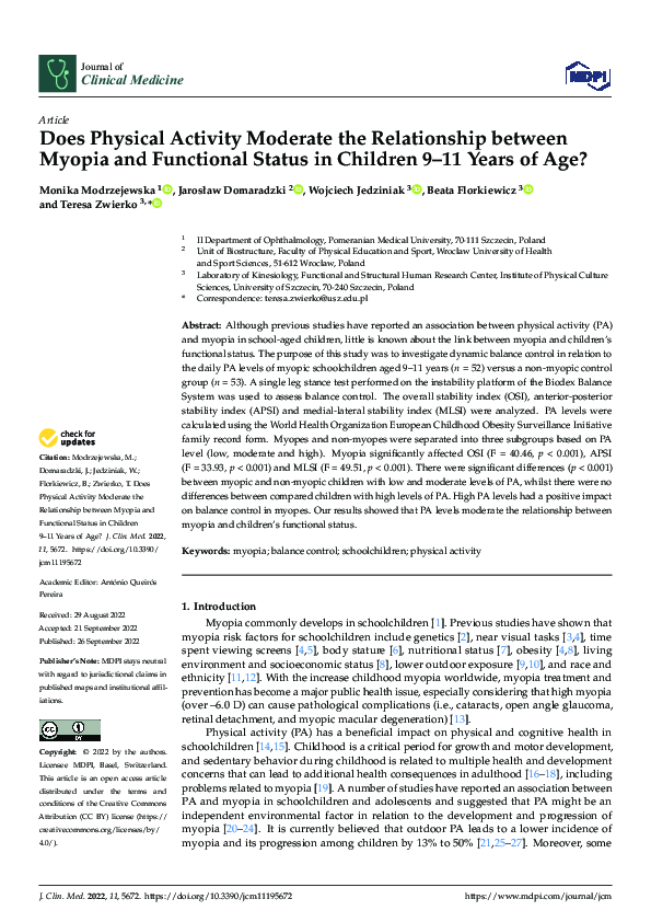 (PDF) Does Physical Activity Moderate the Relationship between Myopia ...