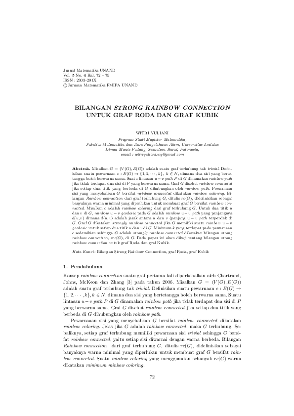 (PDF) Bilangan Strong Rainbow Connection Untuk Graf Roda Dan Graf Kubik