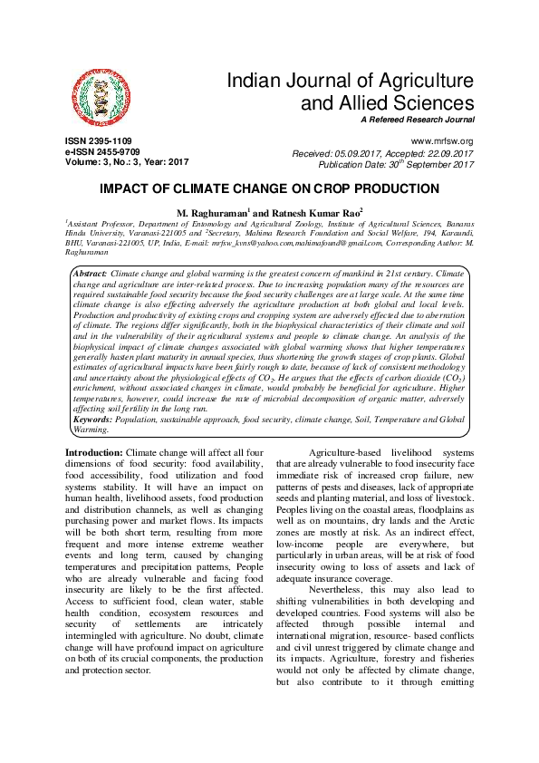 (PDF) Impact of Climate Change on Crop Production