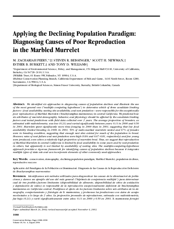 (PDF) Applying the Declining Population Paradigm: Diagnosing Causes of ...