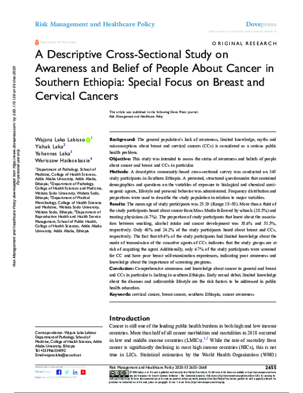 (PDF) A Descriptive Cross-Sectional Study on Awareness and Belief of ...