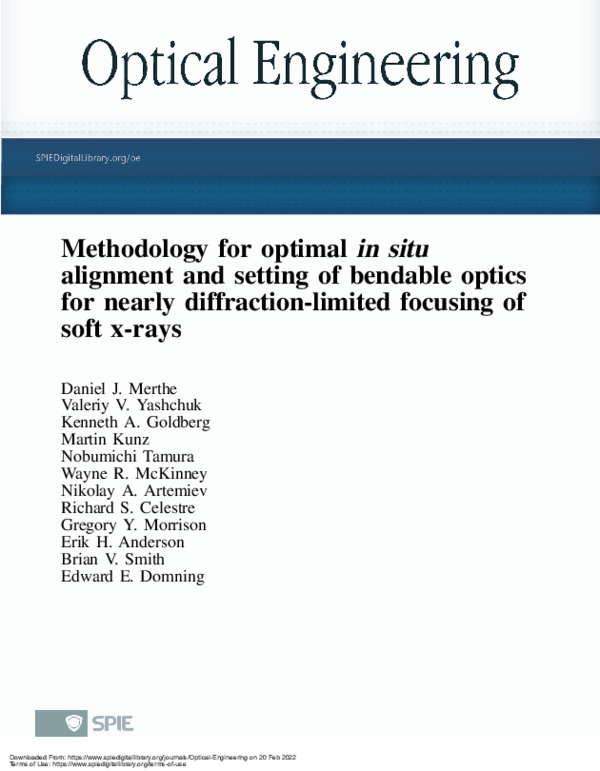 (PDF) Methodology for optimalin situalignment and setting of bendable ...